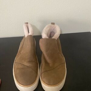 Toms Brown and Cream Slip-On Loafers